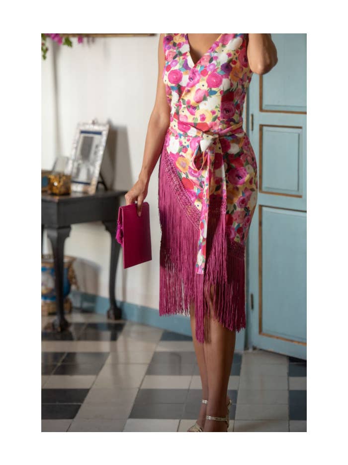 1286 REFERENZ: 001286 Candela-Bougainvillea-Kahyra-Kleid aus Satin-Lycra für den Großhandel auf Faire2