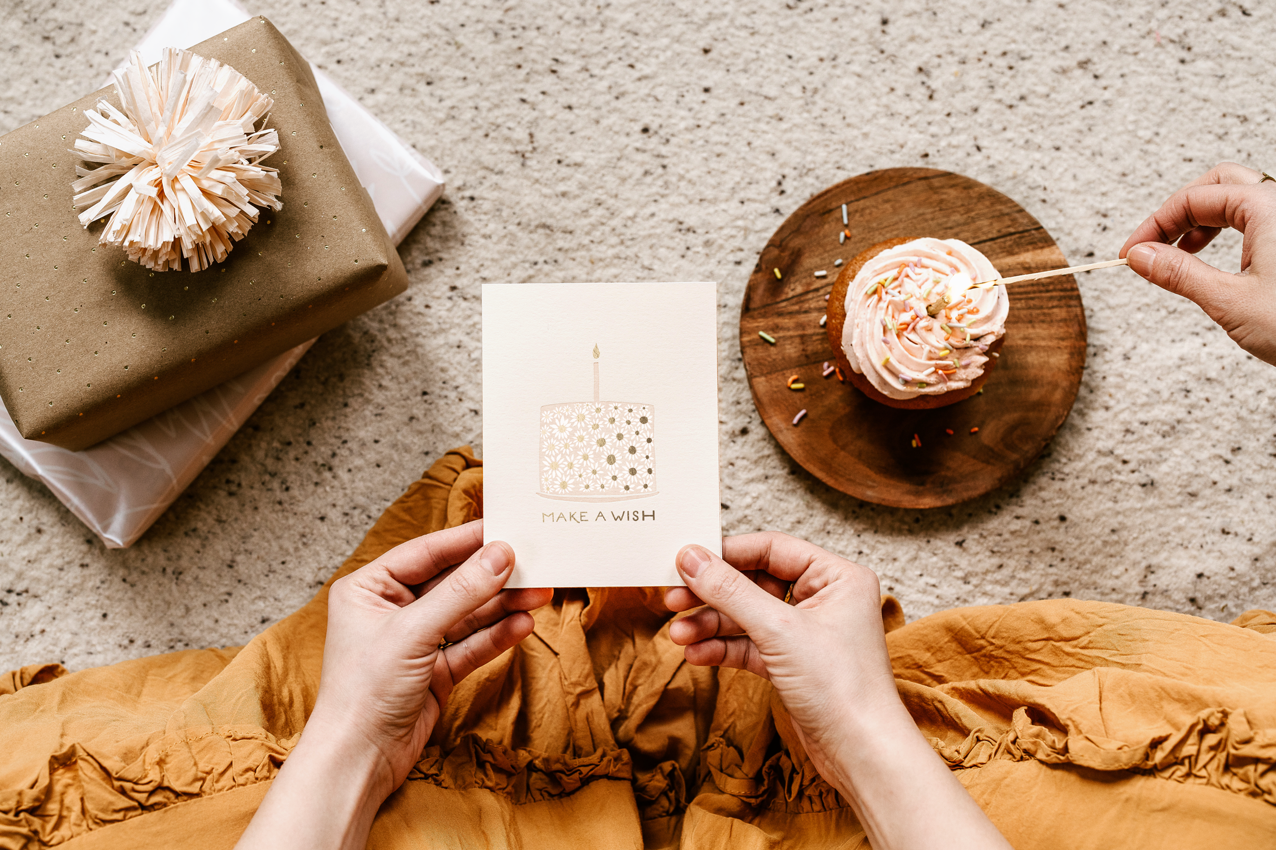 Lake Erie Design Co. - Wholesale Birthday Card - Make A Wish - Flower Cake - Letterpress Card2