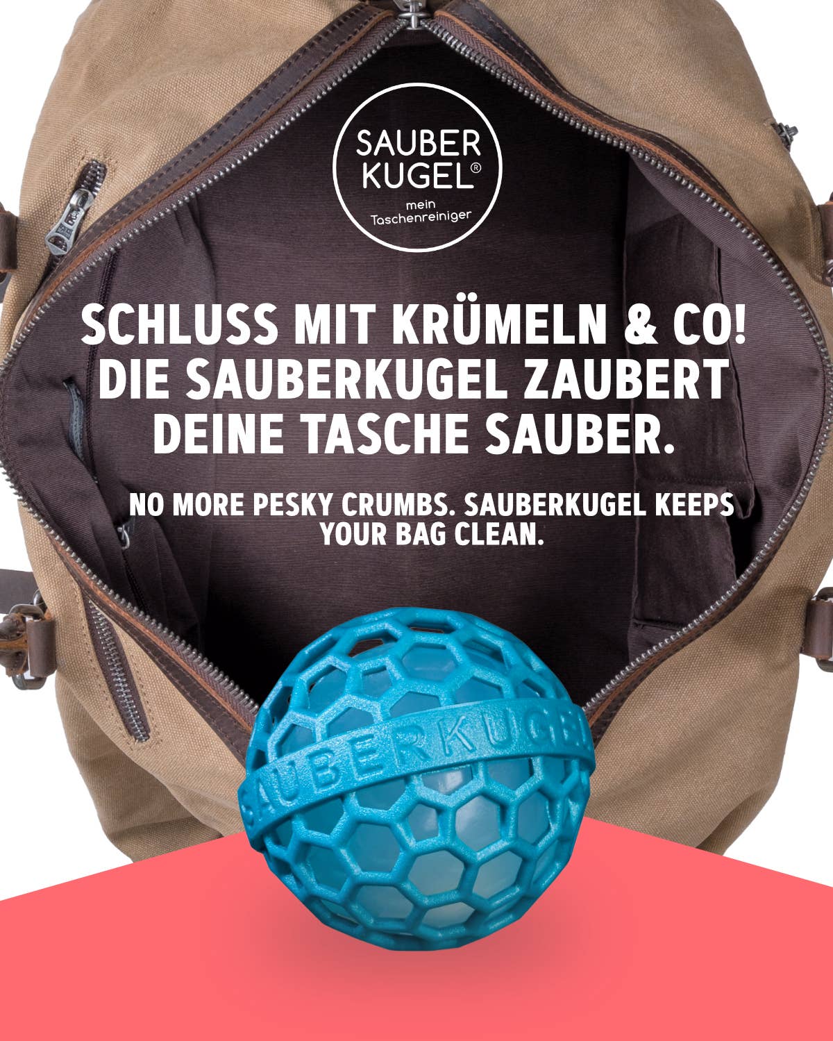 Sauberkugel - No Crumbs GmbH - Vendita all'ingrosso Spugnetta per pulire - Sauberkugel - Pulitore per borse Bag Petrol4