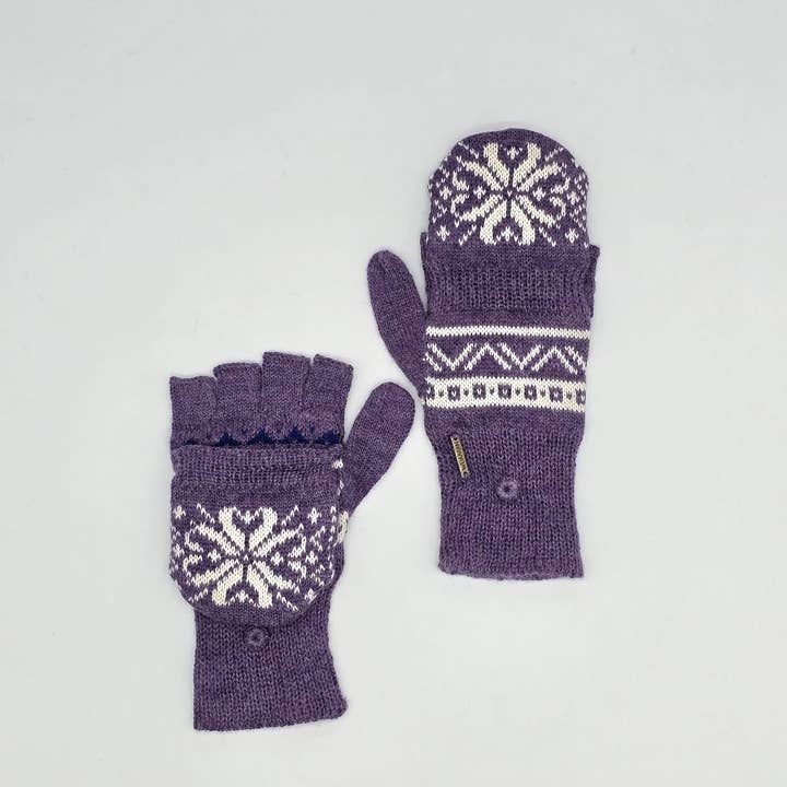 WUAMAN - Alpaca – Großhandel Fäustlinge – Damen – Alpaka wandelbare Fäustlinge mit nordischem Muster | Handschuhe | Glittens4