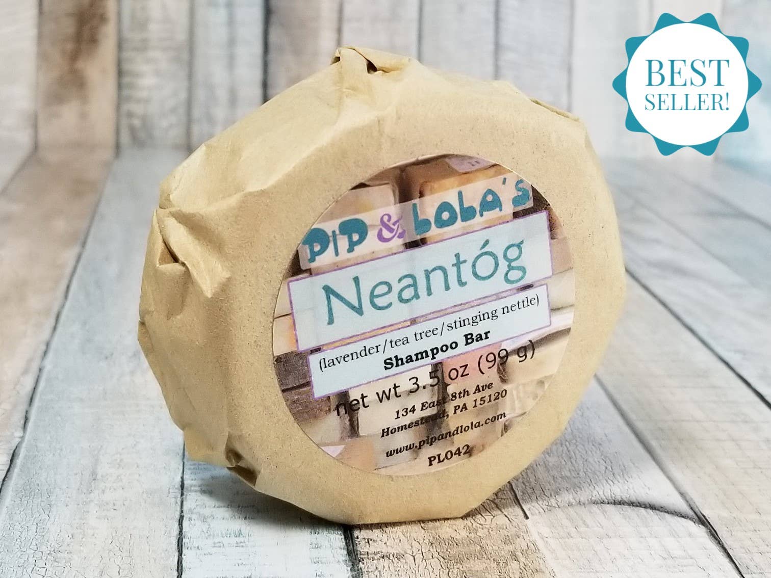 Pip & Lola's Everything Homemade – wholesale Shampoo puck/solid shampoo – Neantog - Stinging Nettle Lavender and Tea Tree Shampoo Bar6