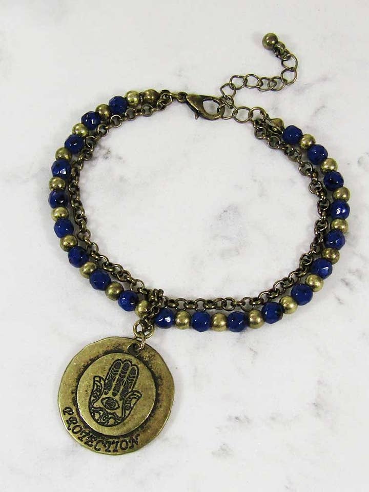 Hamsa beskyttelse mønt charme multi perler armbånd for engroshandel hos TheTizana
