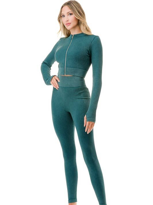 MIO WHOLESALE - Wholesale Activewear Set - Women's - JA40MWSET MINERAL WASH ZIP-UP SET4