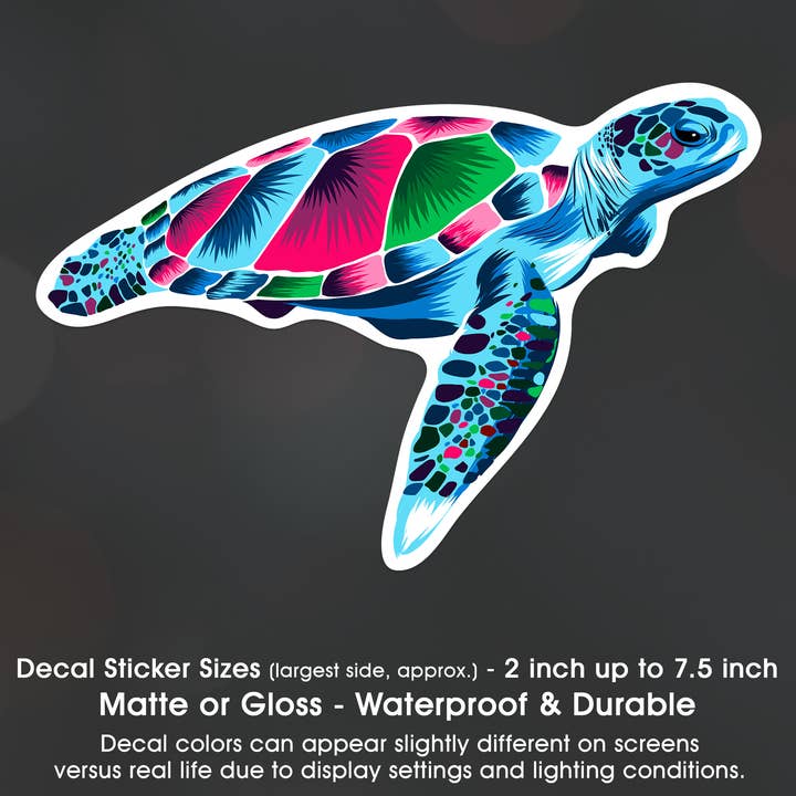 Sea Turtle Color Splash Art Decal Sticker Waterproof for wholesale by Groovy Giftables