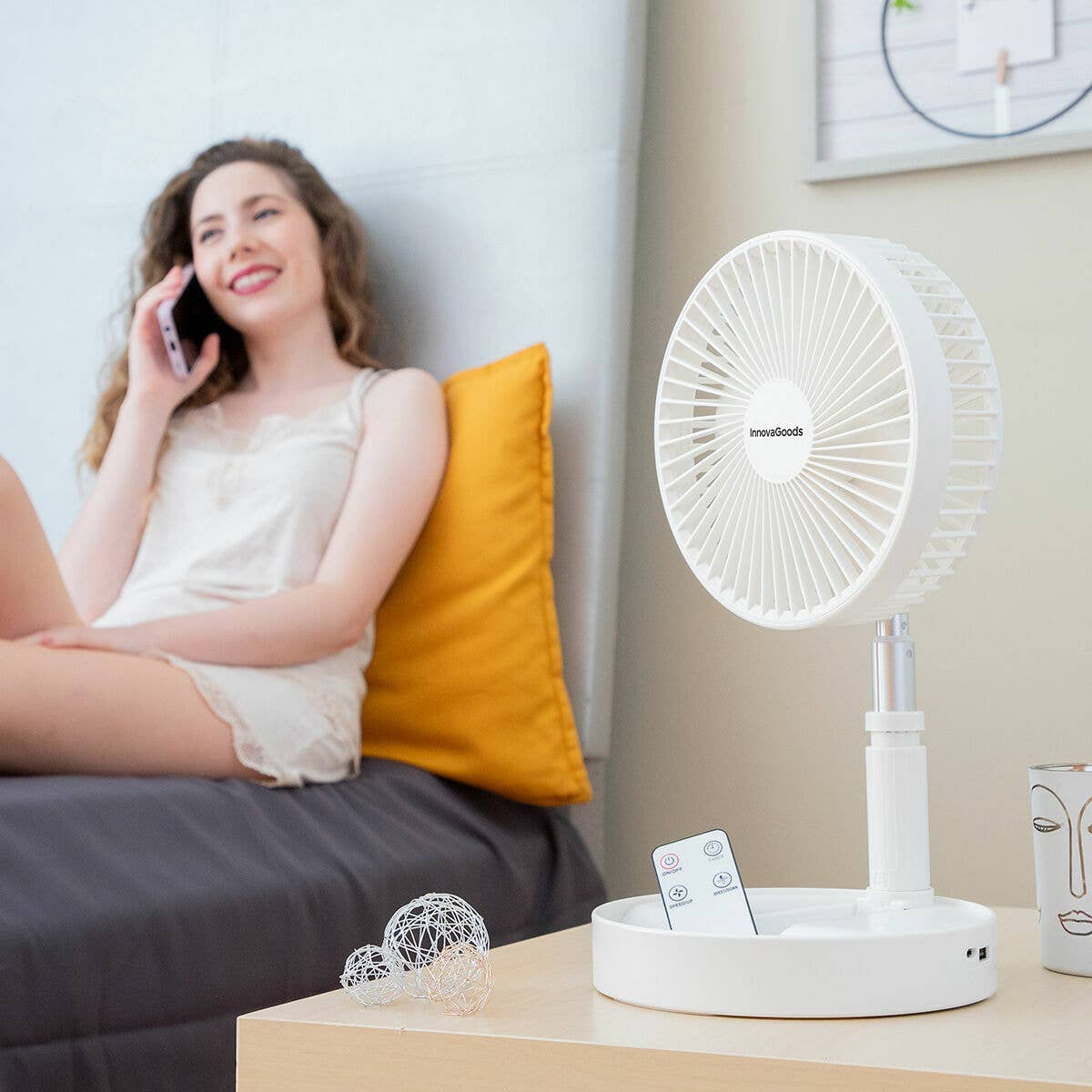 InnovaGoods - Wholesale Handheld Electric Fan - InnovaGoods Ø7.7" 7200 mAh Fandle Foldable 3-in-1 Rechargeable Fan3