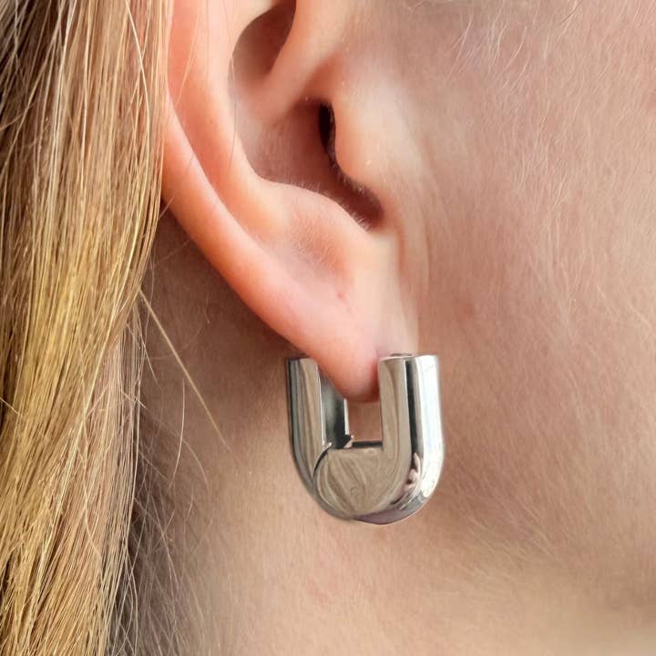 Everyday Silver Lock Hoops for wholesale by Little Nell Jewellery