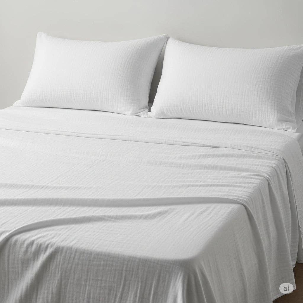 Q VITA – wholesale Sheet set – Muslin Cotton Sheet Set (4 pcs) - White2