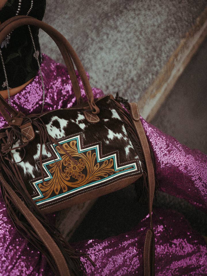 The Brabus Cowhide Tooled Purse for wholesale by Haute Southern Hyde