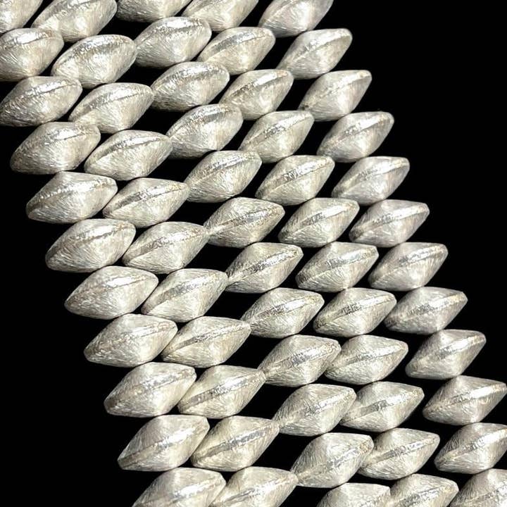 8" Strands Of Brush Silver Bali Style Beads, Silver Filled for wholesale by TRIVENI USA INC