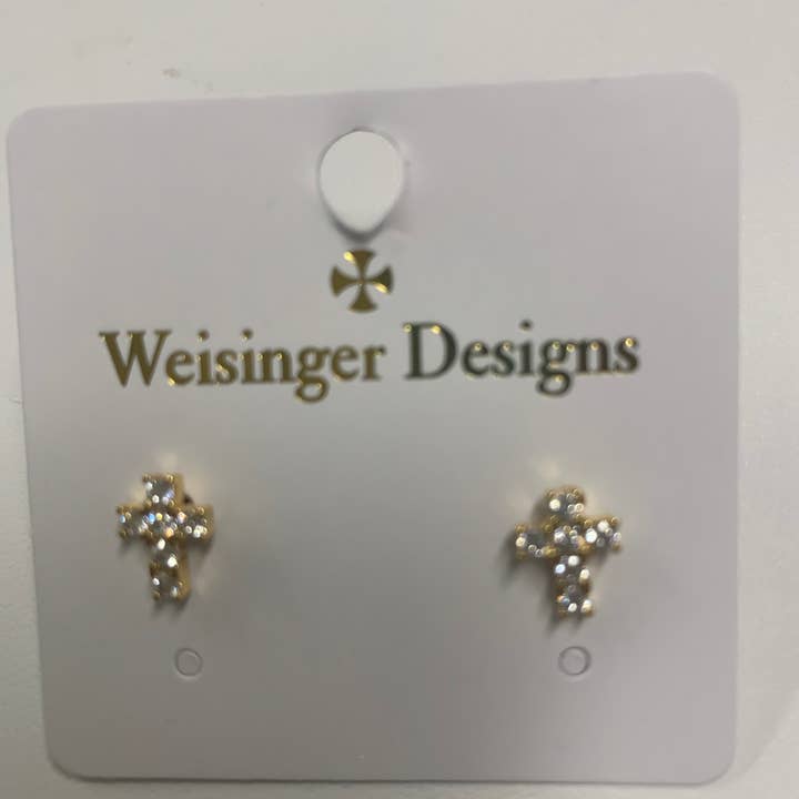ERCZTINYCROSS TINY CZ CROSS STUD EARRING for wholesale by Weisinger Designs