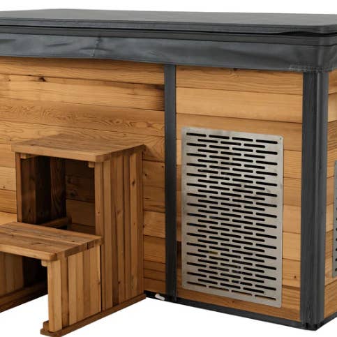 Patio Elegance – wholesale Outdoor ornament/decor – Extra-Wide Barrel Outdoor Sauna x Denali Cold Plunge5