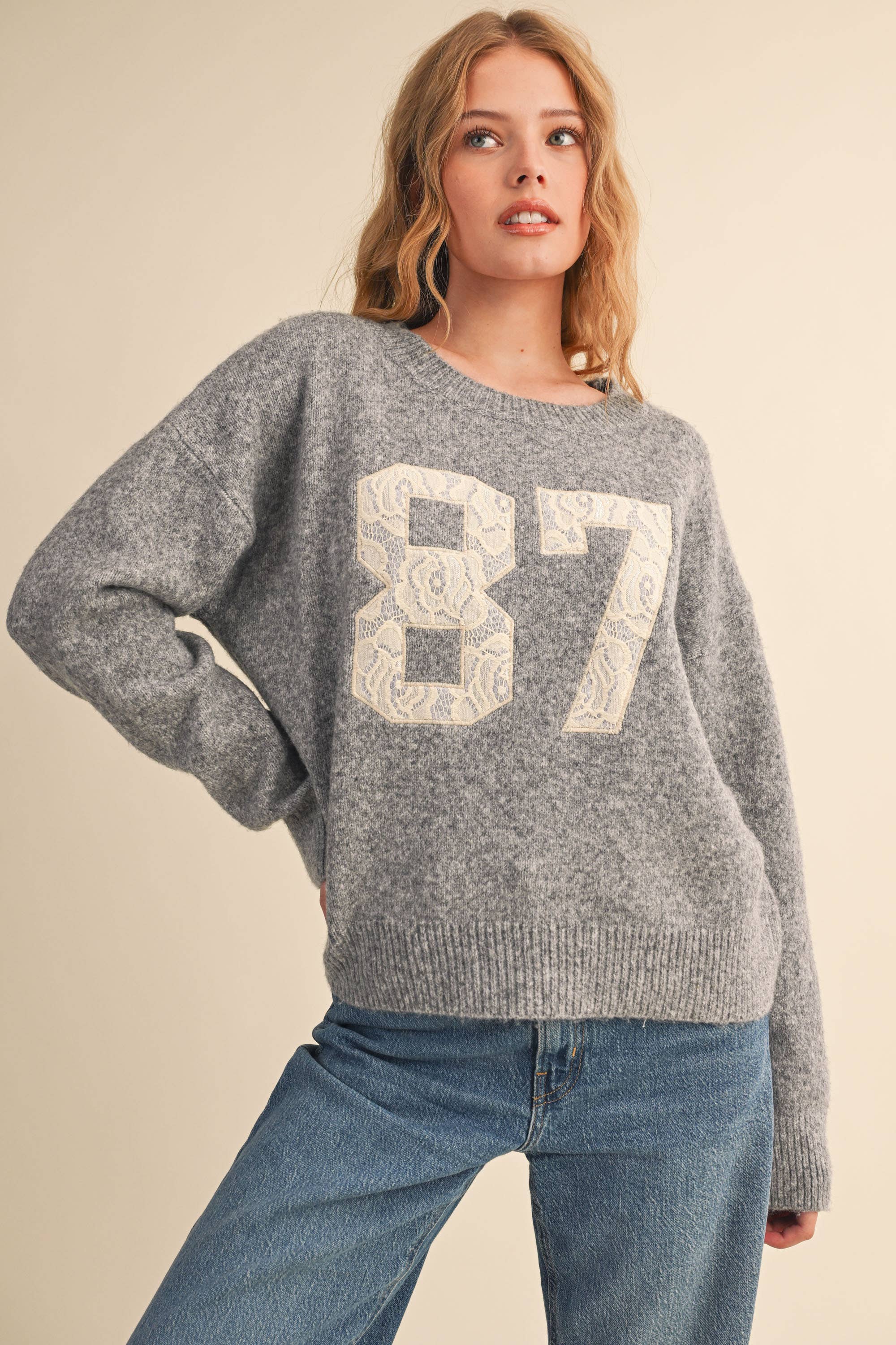 Klesis - Vente Pull en maille – femme - IT4429 87 HAUT EN MAILLE AVEC CONTRASTE DE DENTELLE15