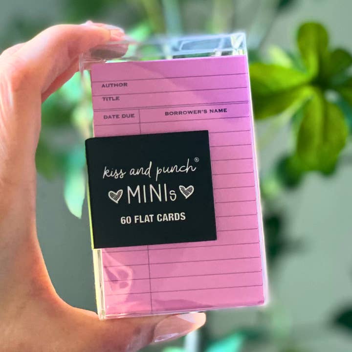 Mini Notecard Set of 60 - Library Card (Pink)  for wholesale by Kiss and Punch