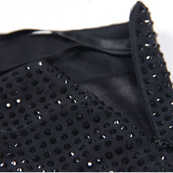 Black SET70Y Mesh Diamond Shirt and Skirt Set for Casual Wear for wholesale on Faire20