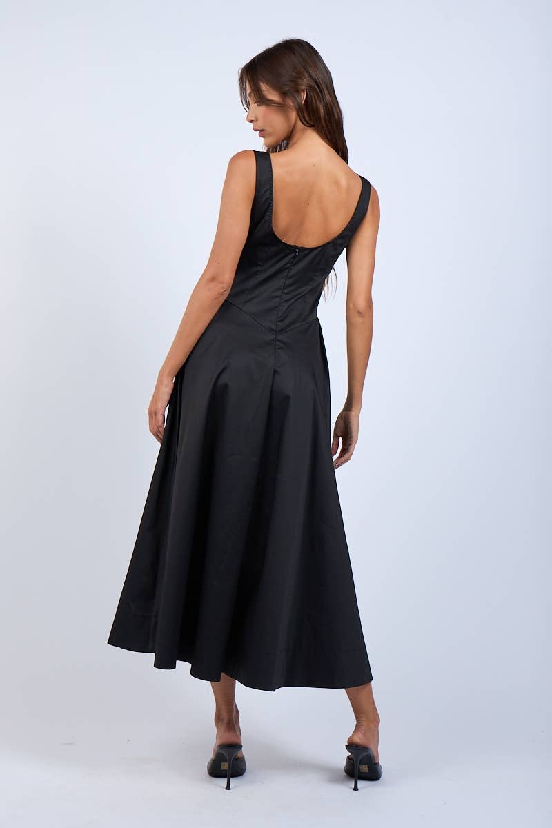Sky to Moon - Vente Robe – femme - ROBE MIDI ÉVASÉE À ENCOLURE BATEAU EN FORME DE U DE COULEUR UNIE11