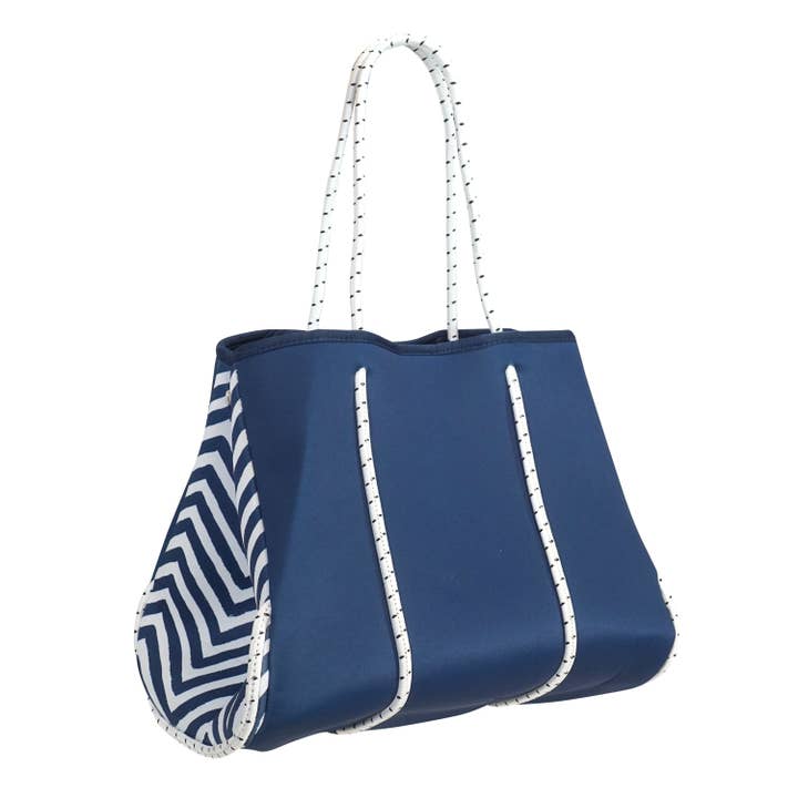 Calla Products - Wholesale Tote Bag - Women's - New! Preppy Neoprene Tote Bag Travel Beach with Zipper Pouch7