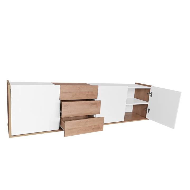 Urban Meuble - Wholesale Console Table - White and wood TV stand with 3 doors and 3 drawers10