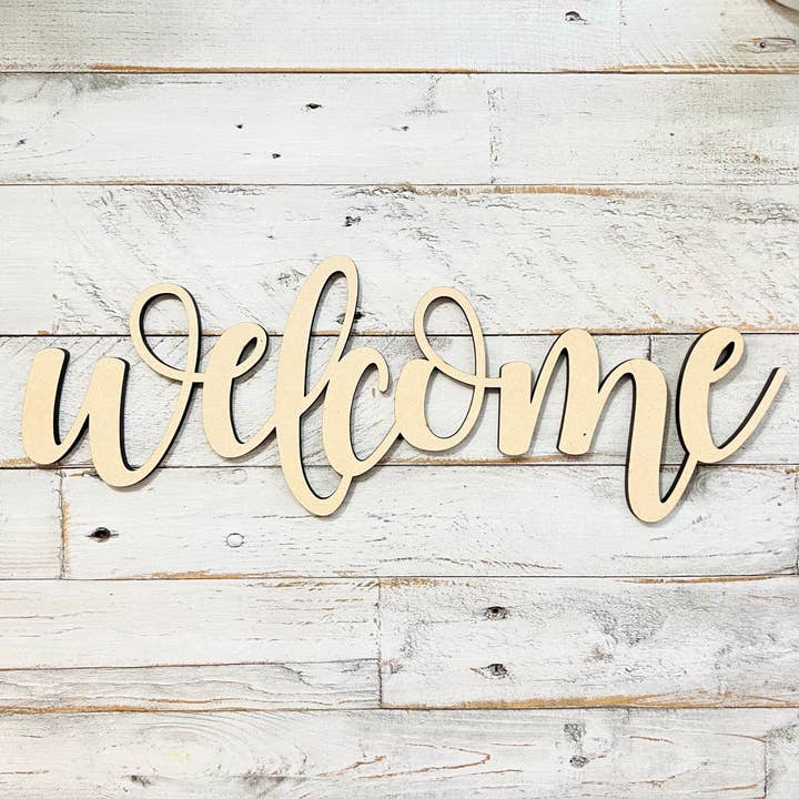 Krafty Supply - Wholesale Wall Accent - Connected Letters | Welcome Word | Wooden Word Cutouts