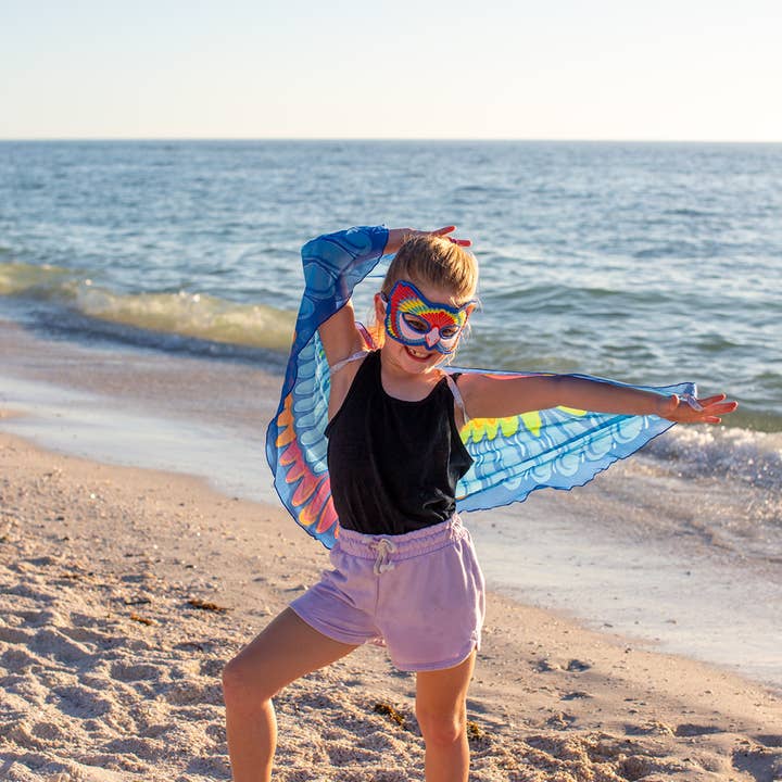 DREAMY DRESS-UPS® - Wholesale Costume - Kids - Scarlet Macaw Parrot Wings + Mask (Kids Cape Costume Set)