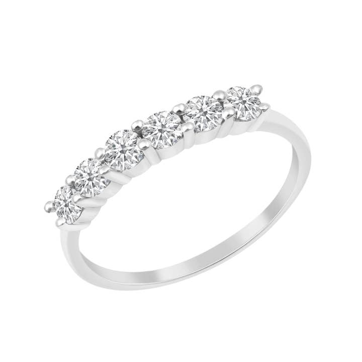 White Round Cut 0.3Ct Real Moissanite 925 Sterling Silver Half Eternity Women Ring for wholesale on Faire1