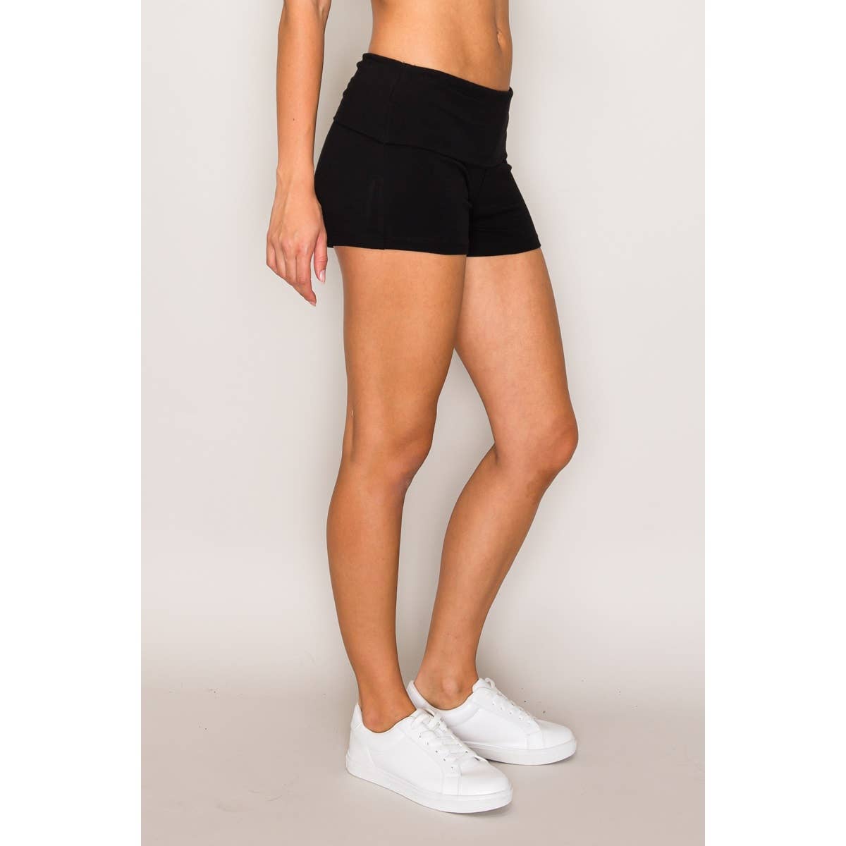 Popular 21 - Wholesale Shorts - Women's - Cotton Bike Shorts with Fold over Waist Band1