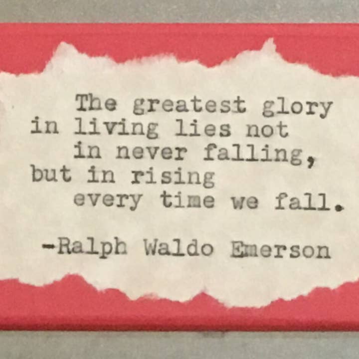 Ímã de geladeira Ralph Waldo Emerson “A maior glória...” por atacado de StuckOnU Art