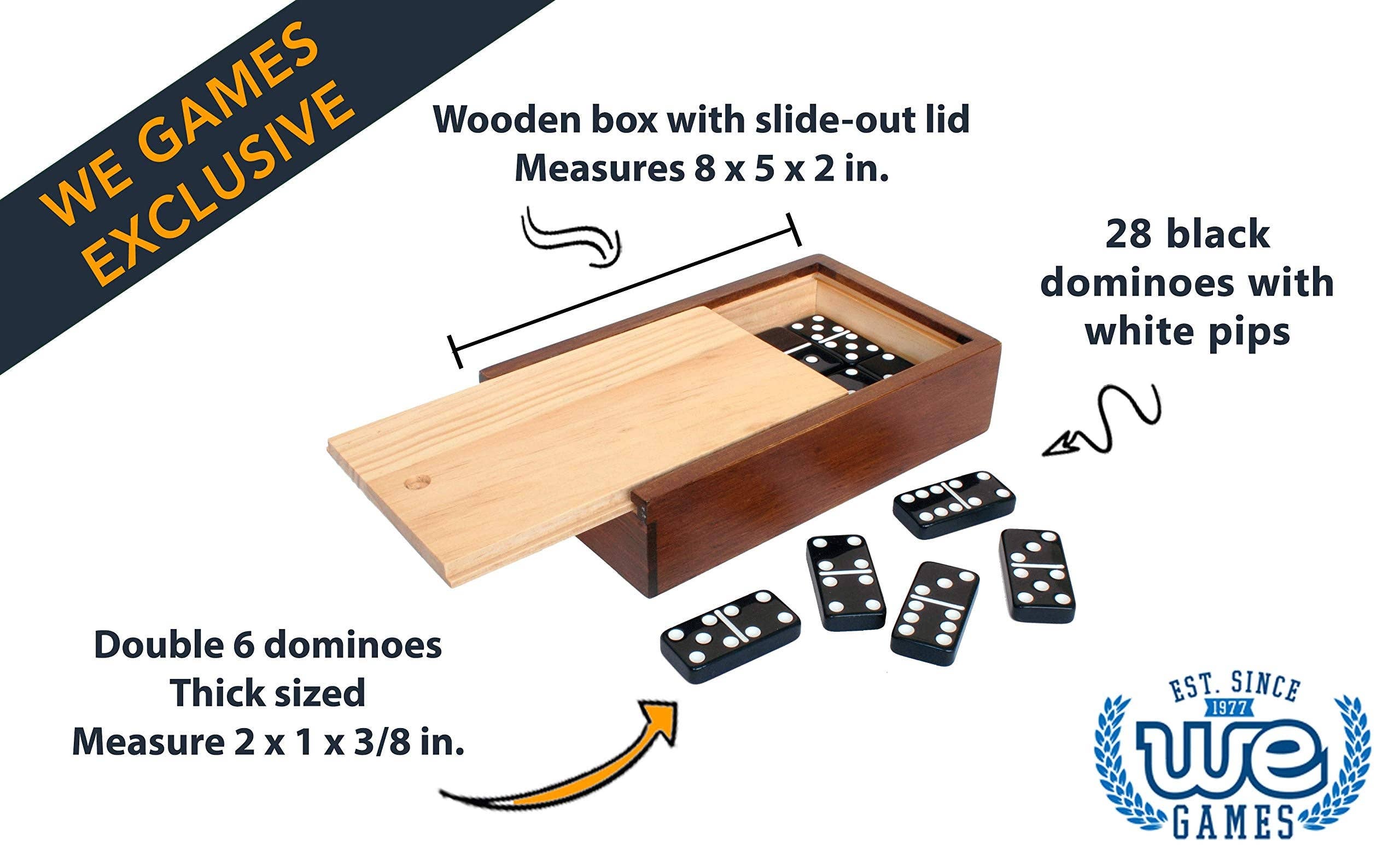Wood Expressions - Wholesale Dominoes - WE Games Double 6 Black Dominoes Game Set in Wooden Case2