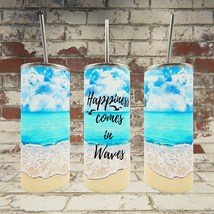 Le bonheur vient dans les vagues pour la vente par Triple D's Tumblers n More