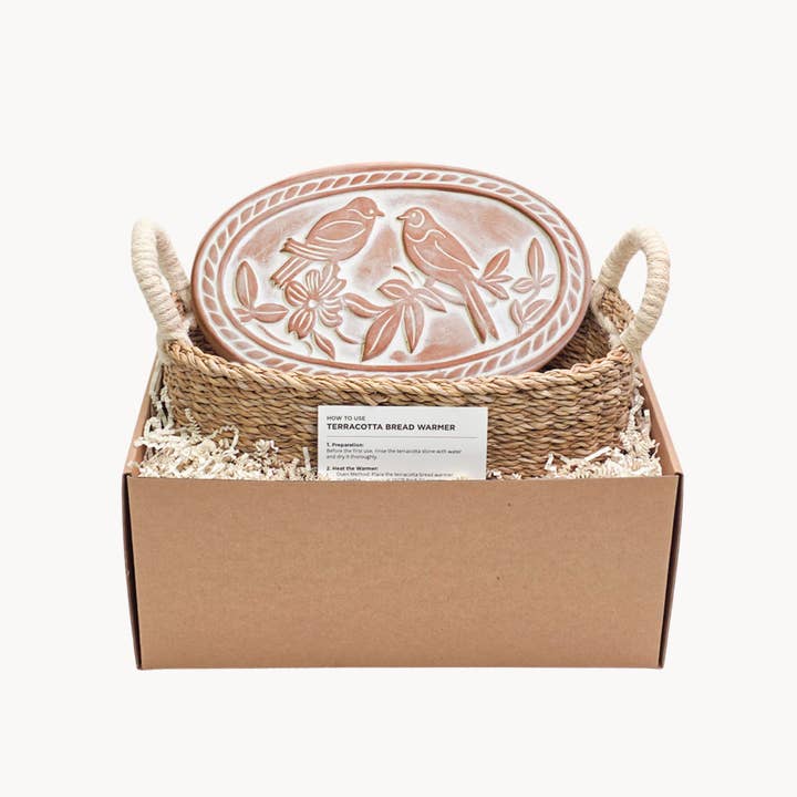 Handgefertigter Brotwärmer und Weidenkorb — Lovebirds Oval für den Großhandel von KORISSA