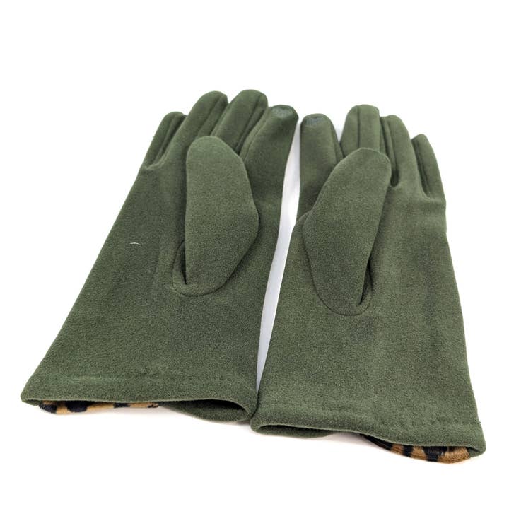 Black Ginger – wholesale Gloves – Women's – Animal Print Brushstroke Gloves - Dark Green4