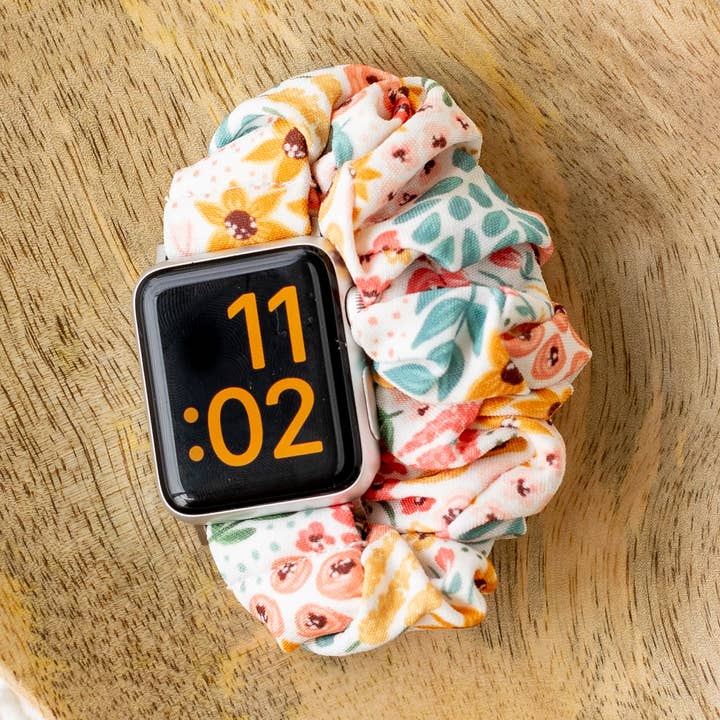 White Floral Apple Watch Band 42/44/45mm for wholesale by Elyse Breanne Design