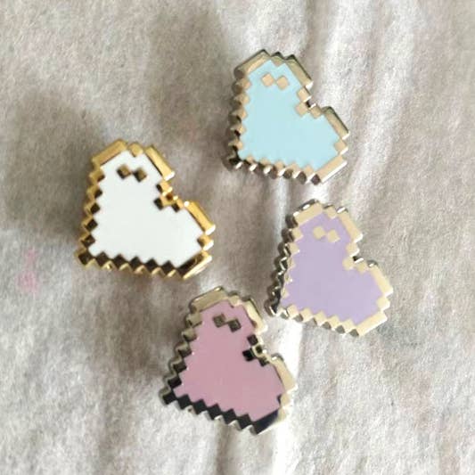 Ollybits Pixel Art - Wholesale Lapel Pin/Button - Pastel Mini Filler Pixel Art Heart Enamel Pins6
