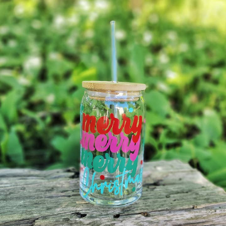 Superior Sweet Water - Wholesale Drinking Glass/Cup - Merry Christmas Beer Can with Lid , Holiday Cup0