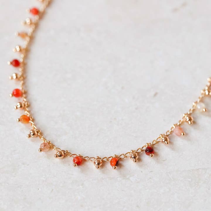 The Gilded Witch - Wholesale Beaded/Pearl Necklace - Midsummer Necklace - Orange Agate: Crystal Gemstone