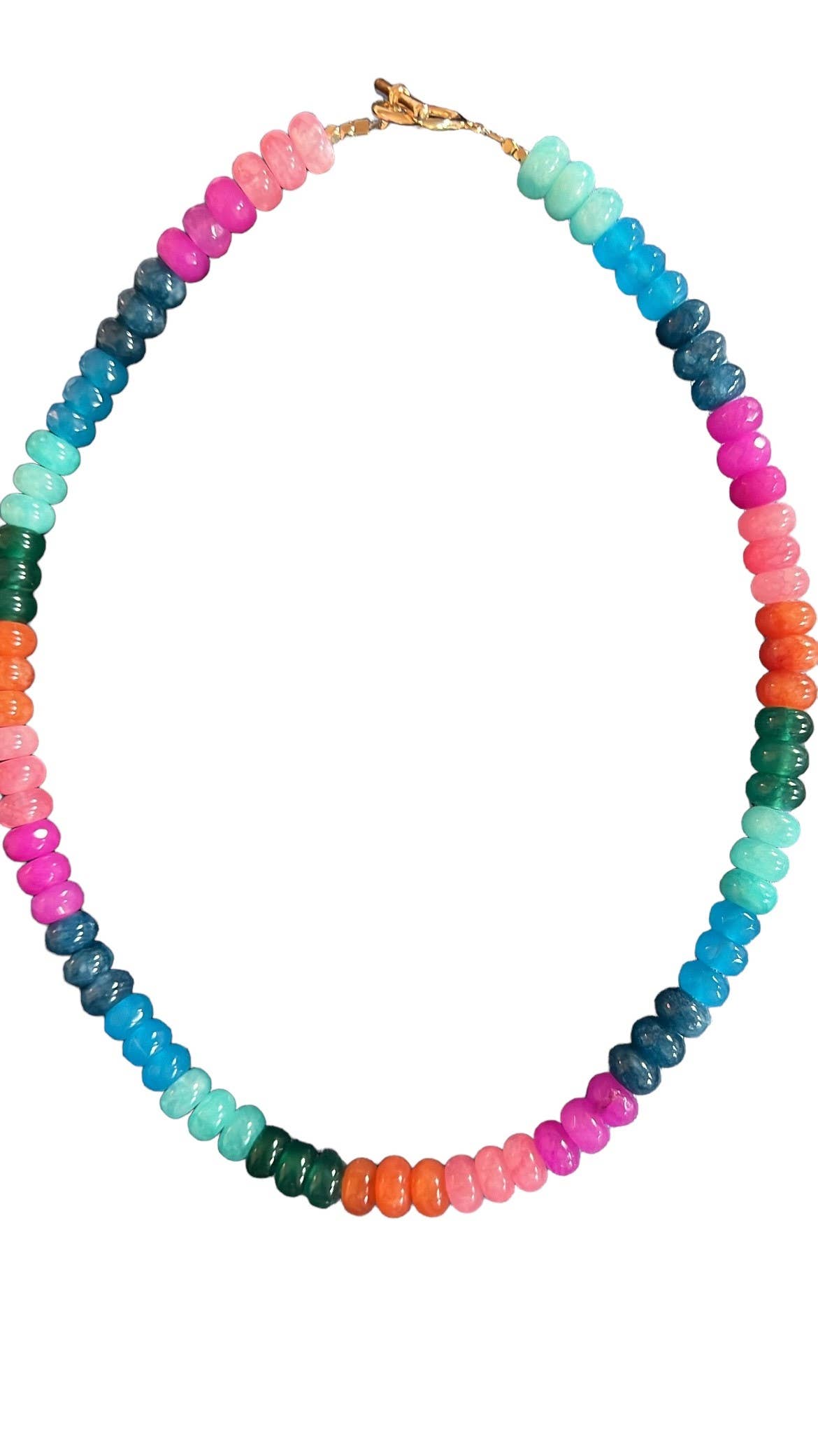 Sonya Renee Jewelry - Wholesale Beaded/Pearl Necklace - Lilly Gemstone Bead Necklace multi-color 8mm opals jade 13