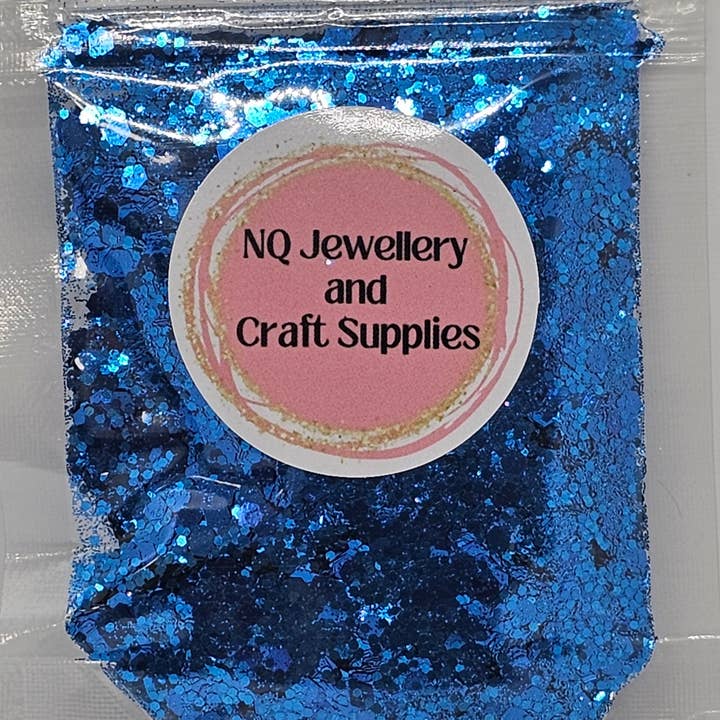 NQ Jewellery & Craft Supplies - Wholesale Craft supplies - "ULYSSES BUTTERFLY" MIXED CHUNKY BLUE GLITTER 20g & 50g0