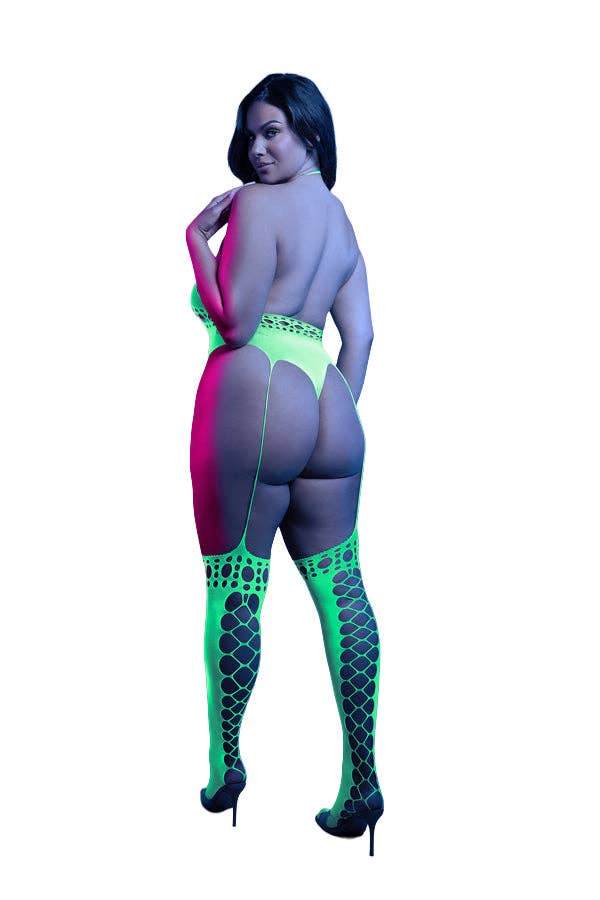 Neon Green Paradigm Teddy Bodystocking for wholesale on Faire2