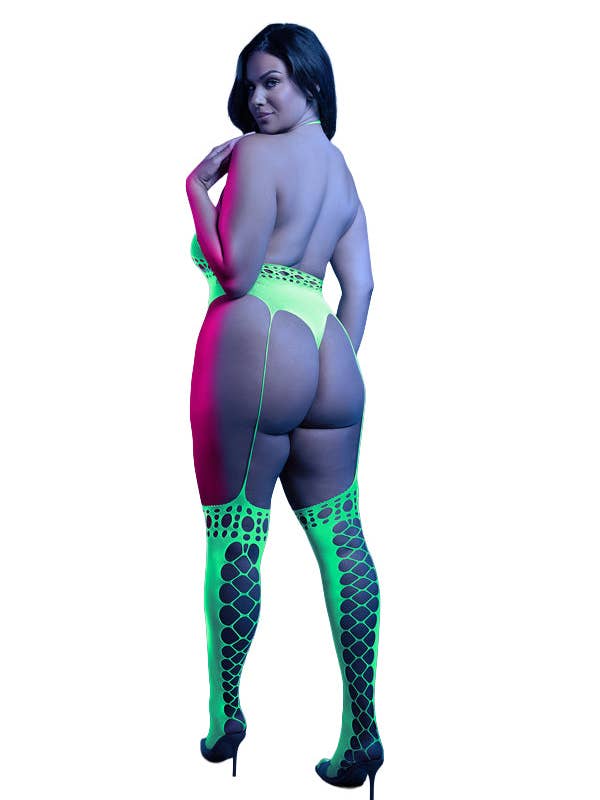 Neon Green Paradigm Teddy Bodystocking for wholesale on Faire2