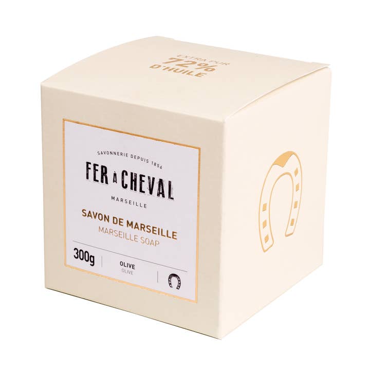 Iconic Marseille Soap Cube Pure Olive 300g for wholesale by Fer à Cheval