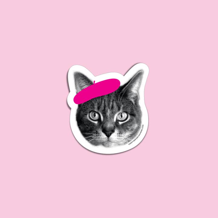 Beret Cat Sticker for wholesale by Fancy Seeing You Here