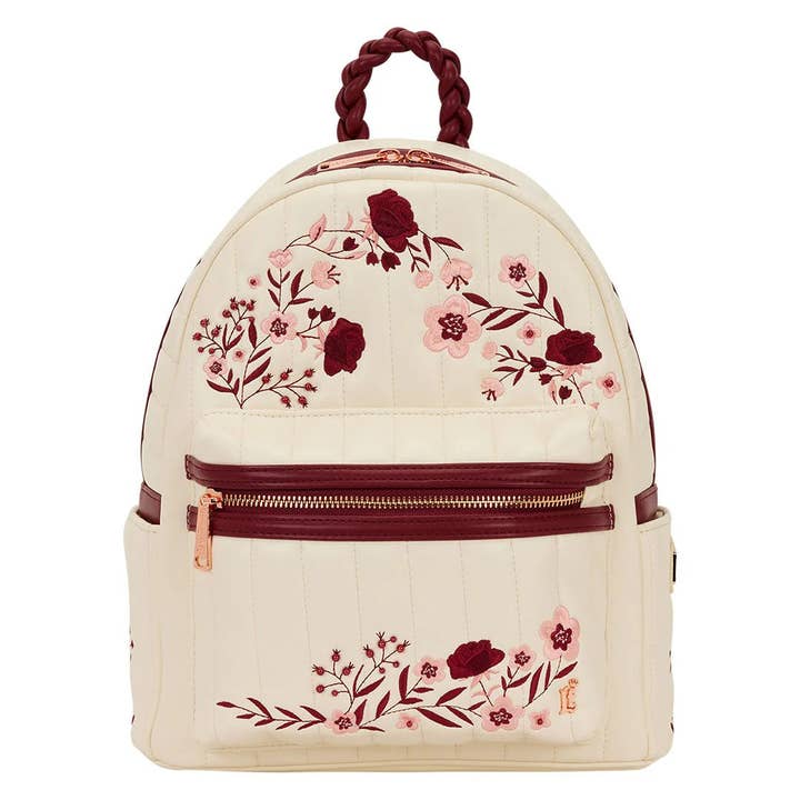 Loungefly Cream & Red Floral Mini Backpack for wholesale by The Bag Hookup