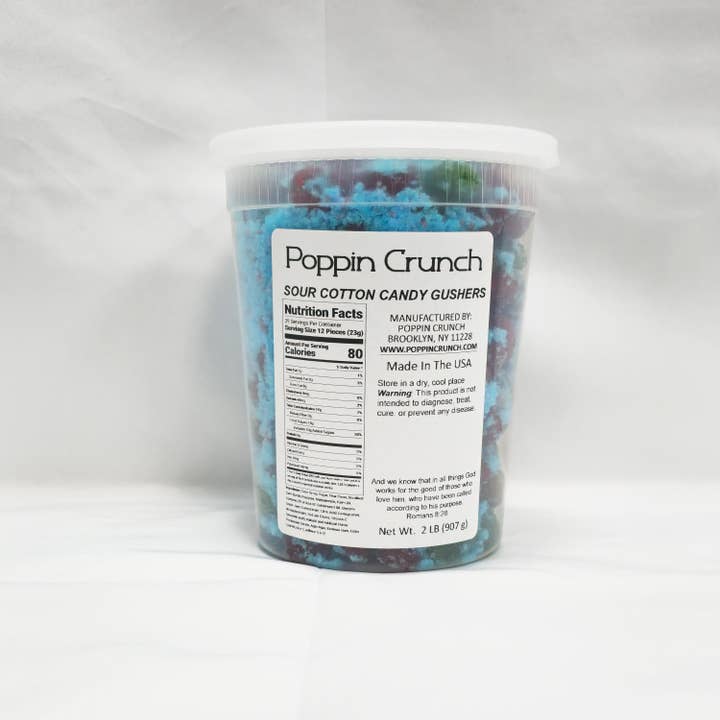 Poppin Crunch - Wholesale Gummy - Poppin Crunch Cotton Candy Gushers Candy Snacks 1 - 2 LBS - Choice of Sweet or Sour Bonbon Candies Corn Sugar4