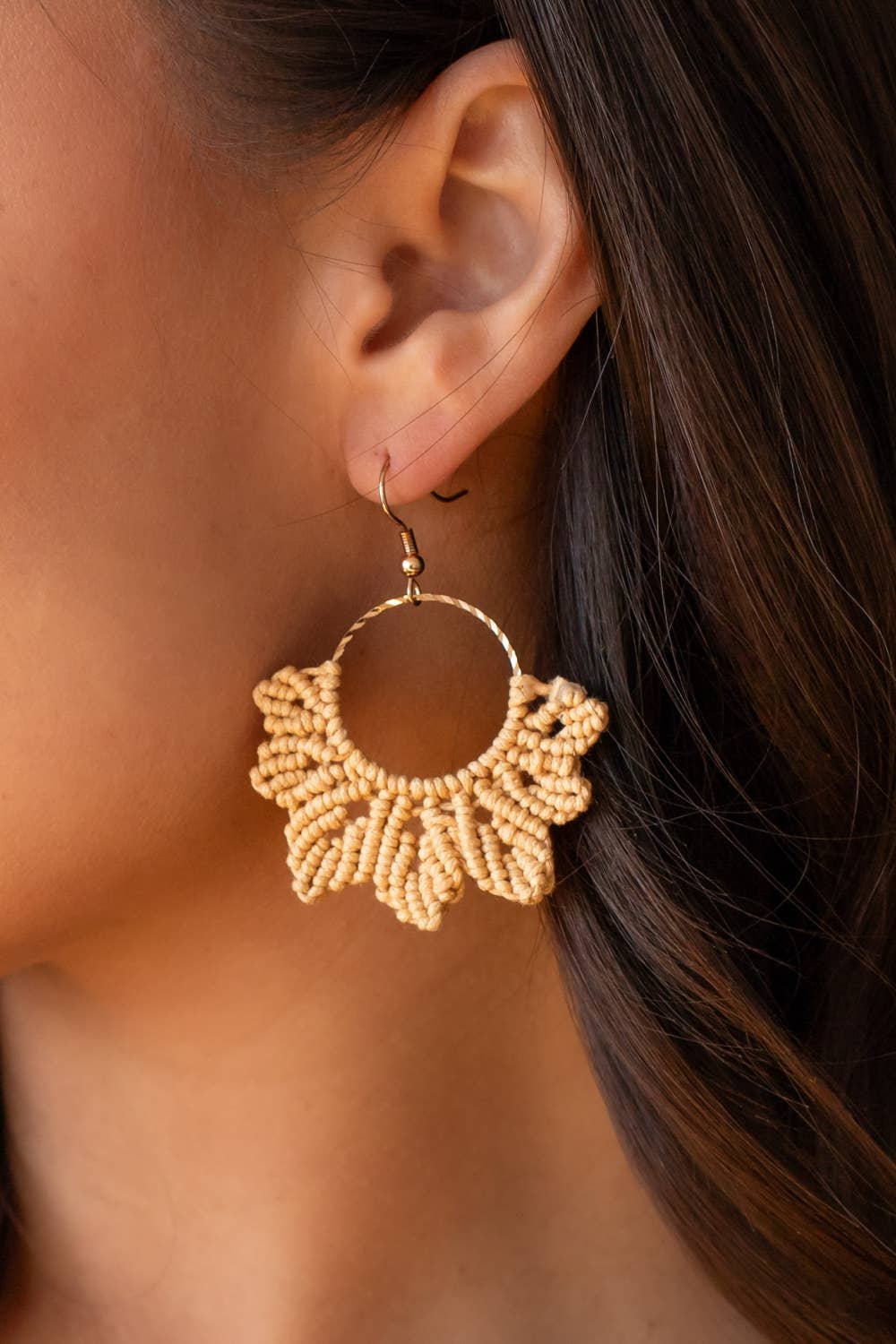 Panache Apparel Co. - Wholesale Dangle Earrings - Camel Flower Crochet Earrings1