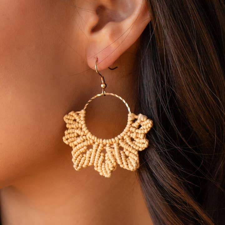 Panache Apparel Co. - Wholesale Dangle Earrings - Camel Flower Crochet Earrings1
