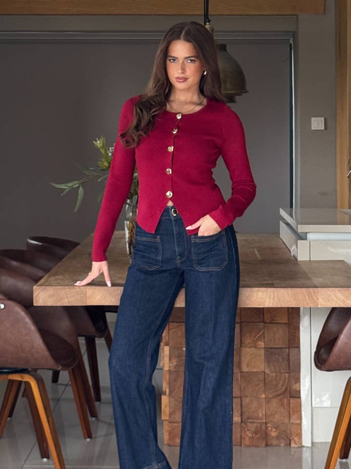 Chaleco Clásico de Punto Tirza Rojo para venta al por mayor de Girl In Mind