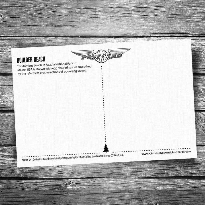 Christopher Arndt Postcard Co. - Wholesale Postcard - Acadia National Park Boulder Beach Postcard1
