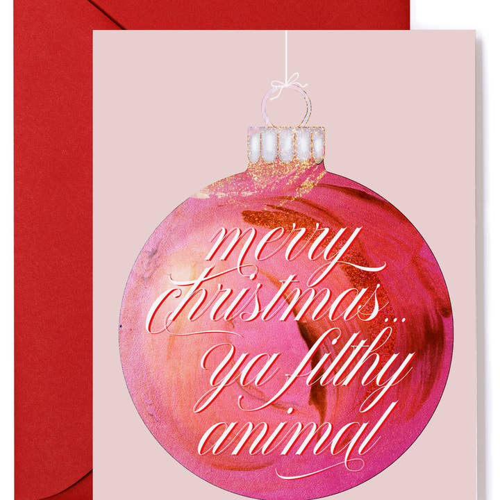 Kitty Meow Boutique - Wholesale Christmas Card - Merry Christmas Ya Filthy Animal Funny Holiday Greeting Card