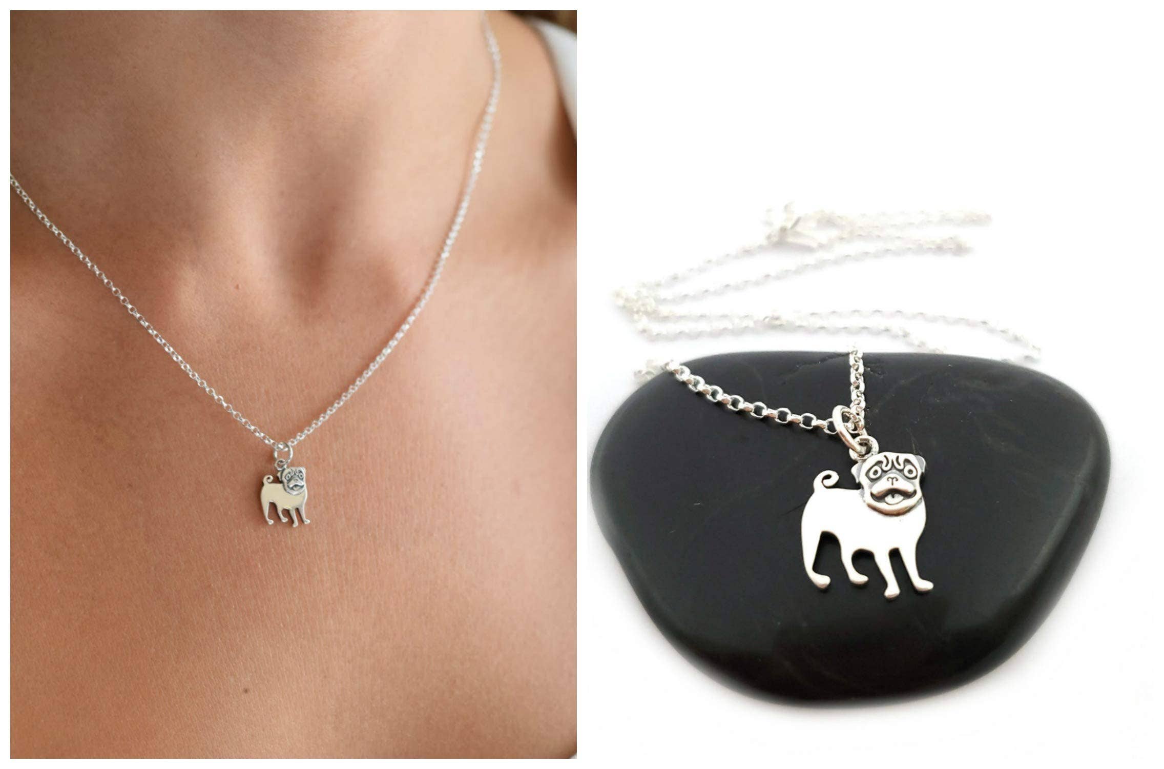 CY Design Studio - Wholesale Pendant/Charm Necklace - Pug Dog Sterling Silver Charm Necklace1