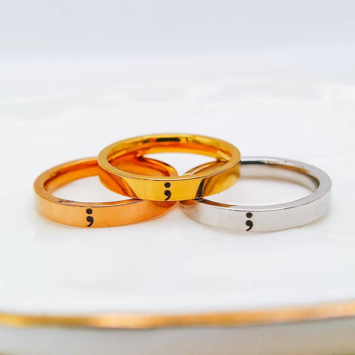 Avy + Tay - Wholesale Band/Stacked Ring - SEMICOLON RING2
