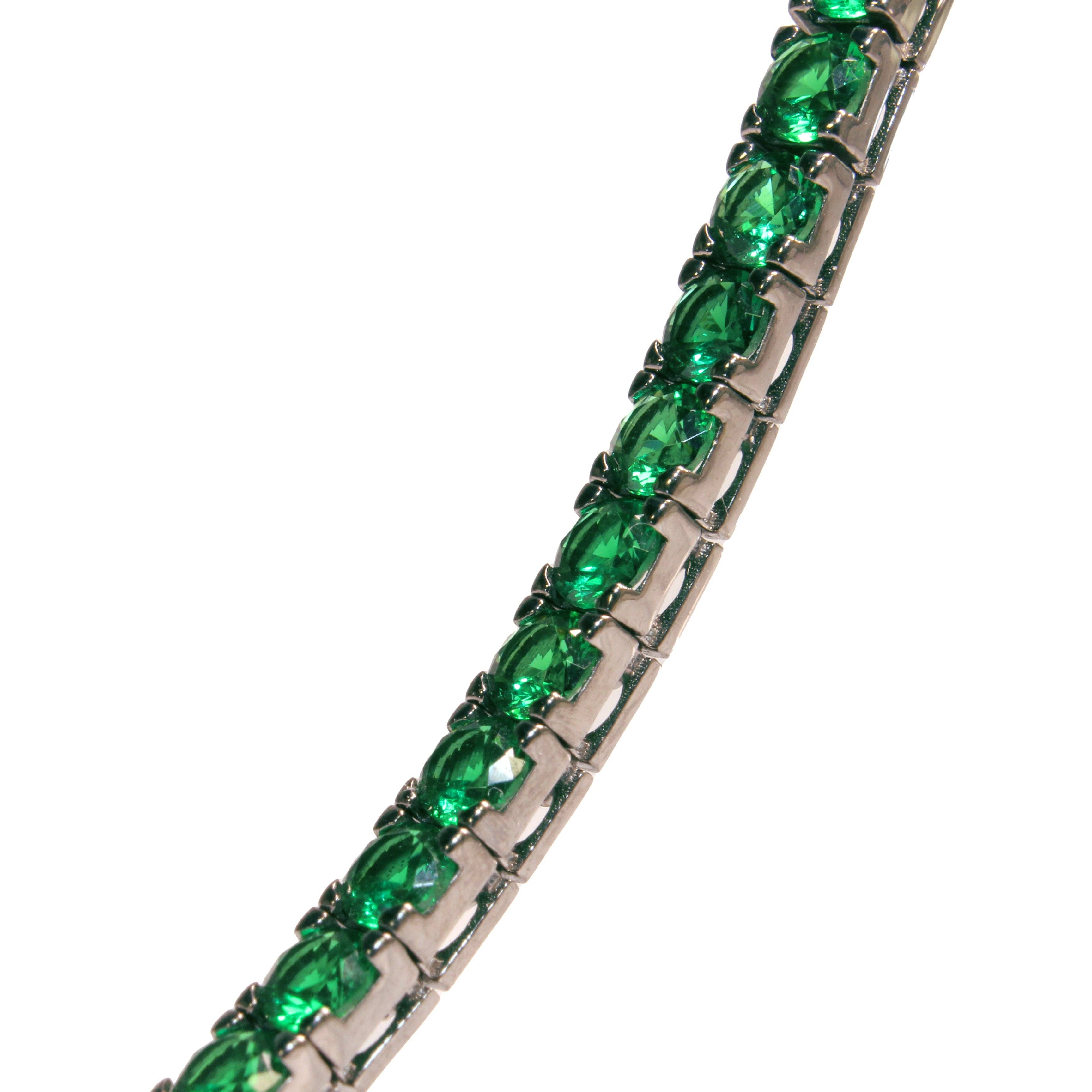 Alta Gioielli - Wholesale Tennis Bracelet - Handmade Tennis Bracelet in 925 Silver - Green Stones1
